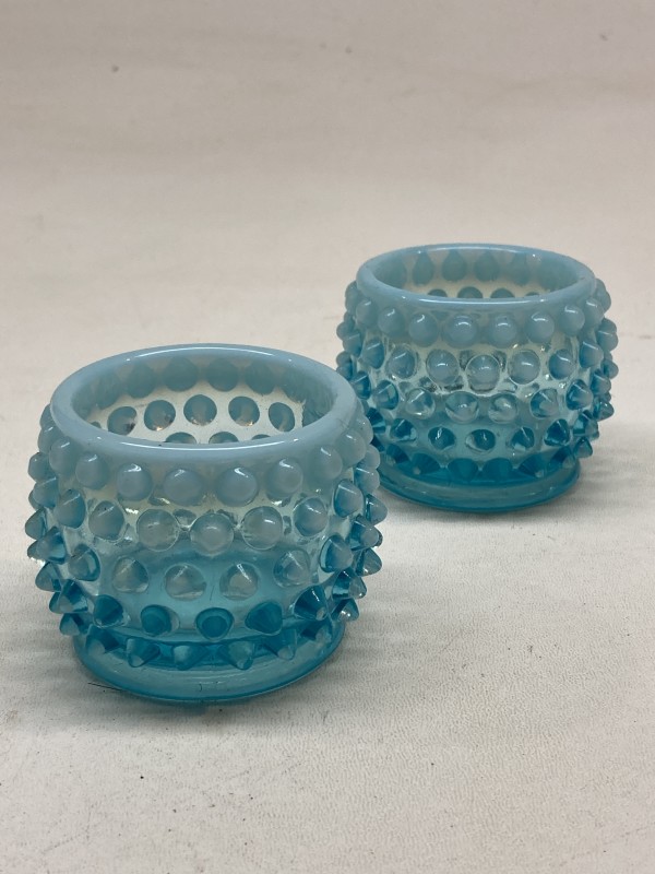 Small blue hobnail cup