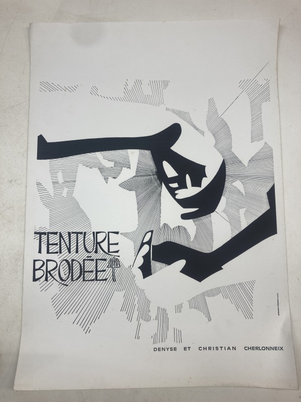 Vintage Tenture Brodée black and white French poster