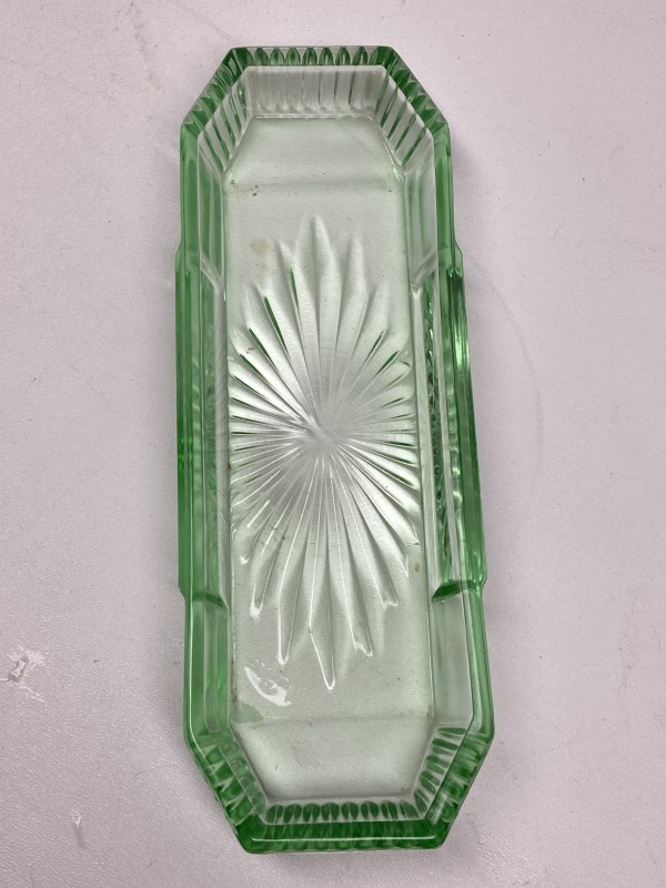 Green glass Art Deco tray