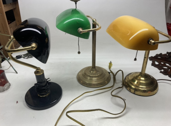 Gold glass bankers lamp