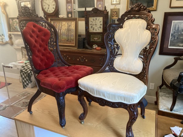Rosewood Belter side chair (red)