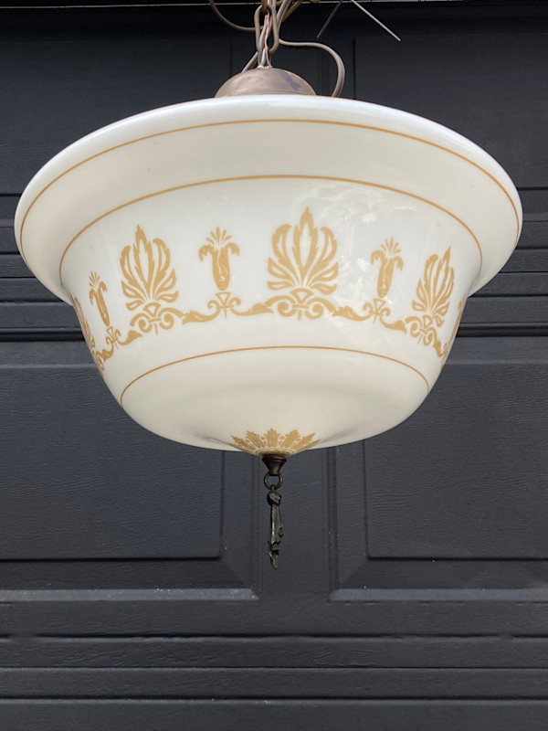 Art Deco school style stenciled light fixture