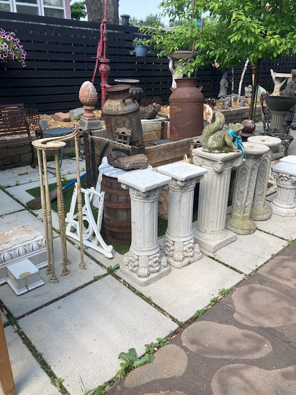 Garden cement tall corinthian topped ribbed column
