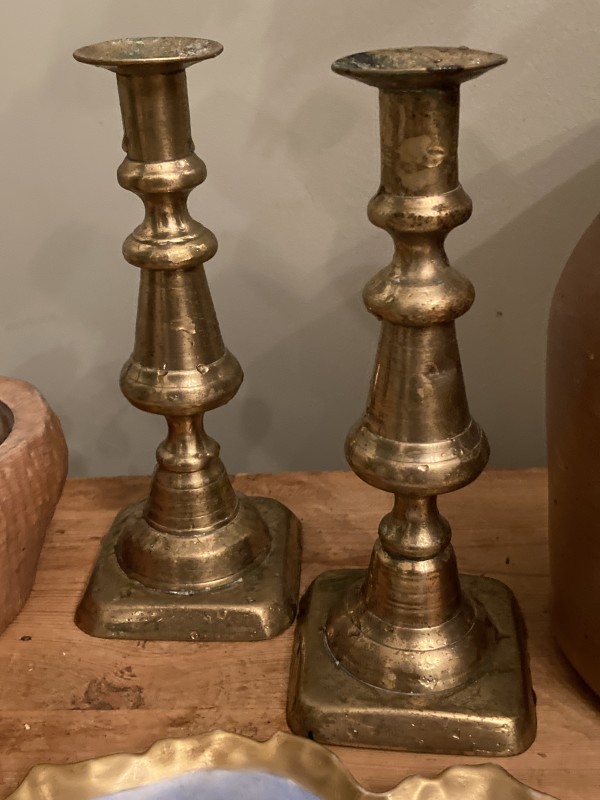 Pair of 19th century brass candlesticks