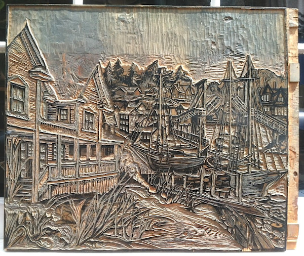 Cove in the Wake of the Blizzard, woodblock by Don Gorvett, Image 1.