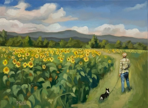 Stroll with Sadie in the Sunflowers by Patrick Sieg