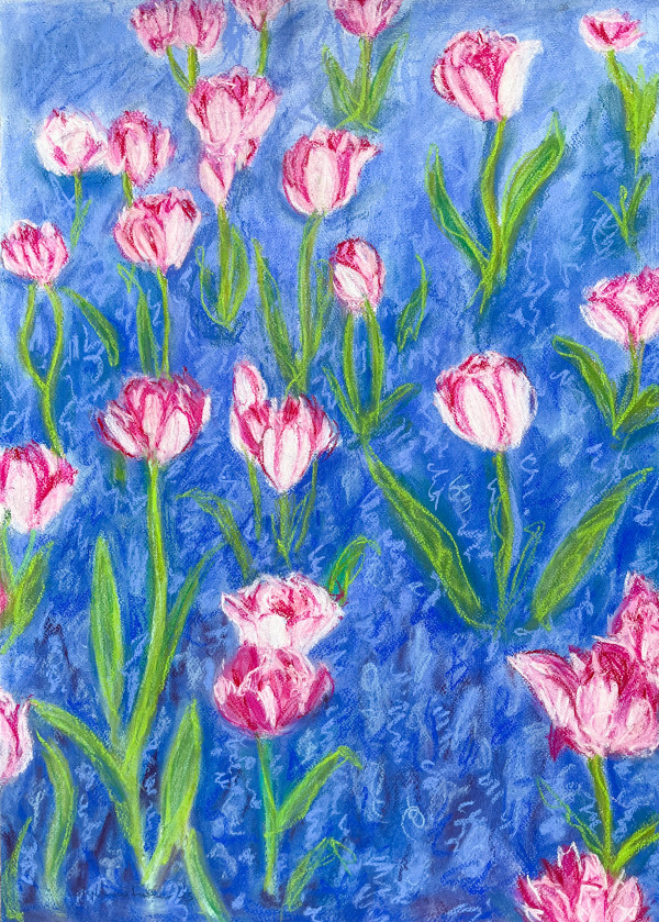 Tulips with Grape Hyacinths by Stephanie Fuller