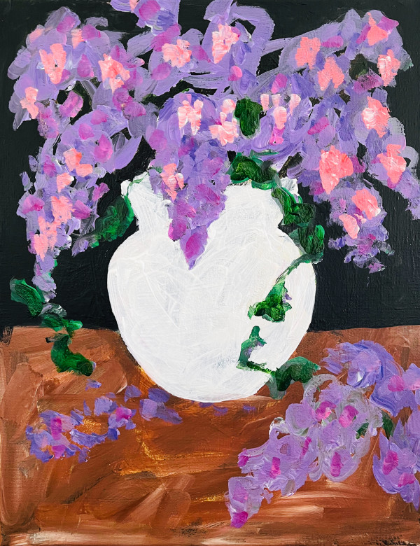 Lilacs in a White Vase by Stephanie Fuller