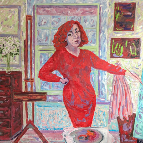 Artist in a Red Dress