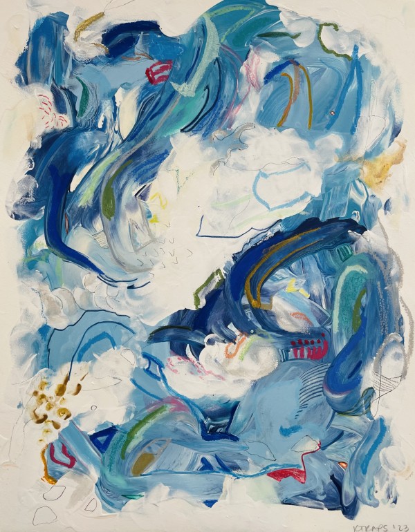 Swirl Series on Paper - Blue 1 by KTRAPS (Katie Rapisardo Griffith)
