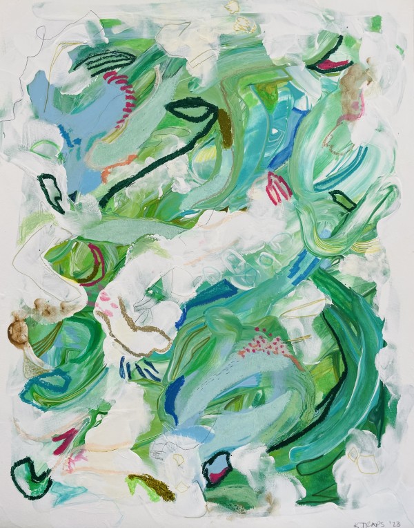 Swirl Series on Paper - Green 2 by KTRAPS (Katie Rapisardo Griffith)