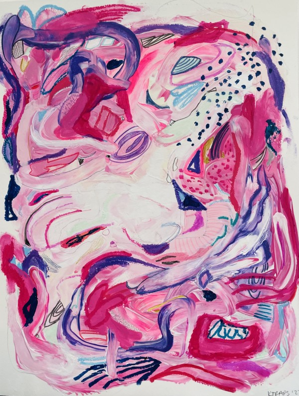 Swirl Series on Paper - Pink 4 by KTRAPS (Katie Rapisardo Griffith)