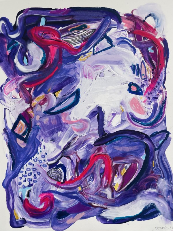 Swirl Series on Paper - Purple 9 by KTRAPS (Katie Rapisardo Griffith)