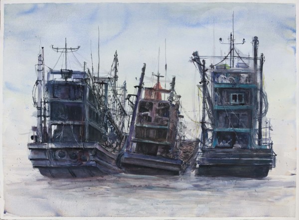 Three Fishing Boats Myeik by Stefani Peter