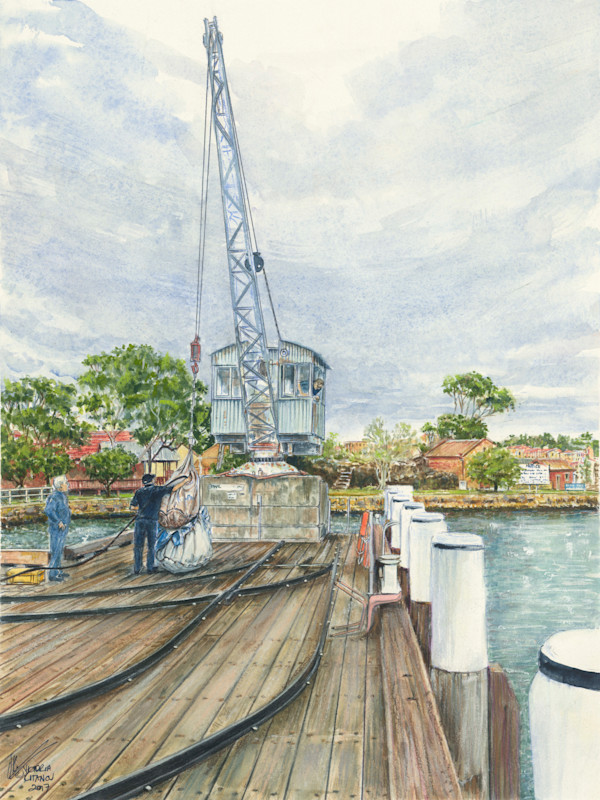 Load testing, heritage crane, Spectacle Island, Sydney by Victoria Kitanov
