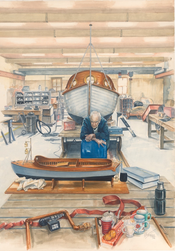 The Boatman: Portrait of Gary Richardson and Standard Motor Launch, ex HMAS Parramatta (1), 'Waltzing Matilda' by Victoria Kitanov