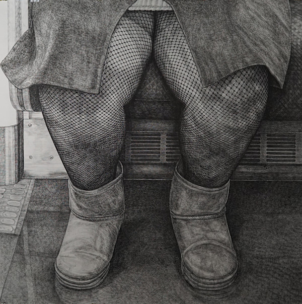 A woman in Fishnet Stockings by Chinatsu Seya