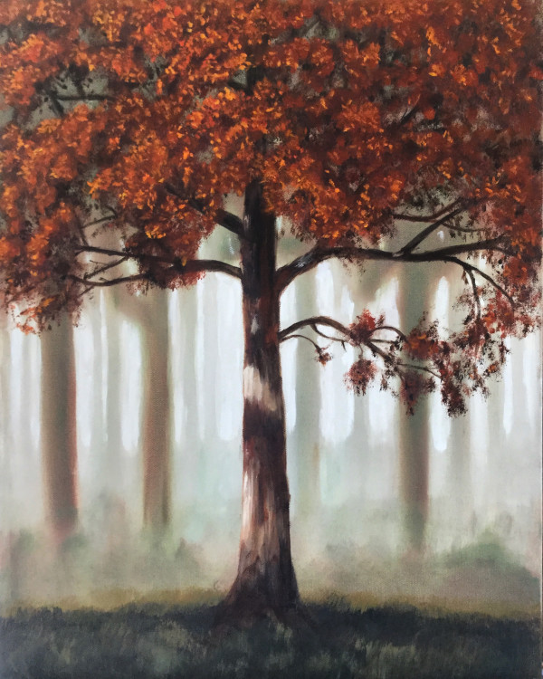 Autumn misty forest by Louise Douglas