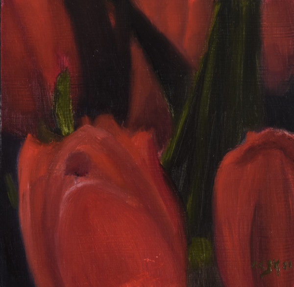Small Painting of Tulips by Carolyn Kleinberger 