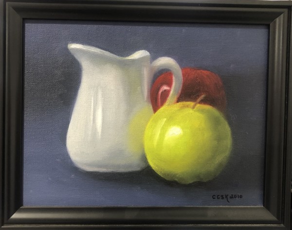 White Pitcher and  Apples