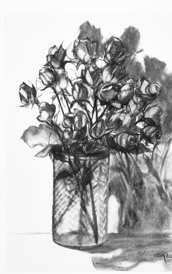 Dark Shadow of a Red Rosebud Bouquet by Carolyn Kleinberger
