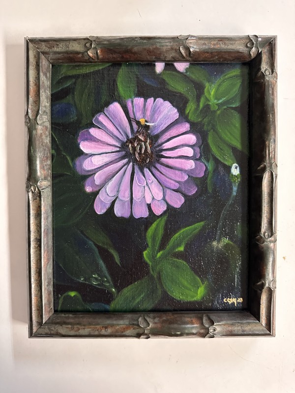 Purple Flower in Greens by Carolyn Kleinberger