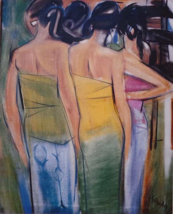 Balinese women on beach at Sanur by Helen A Schreider