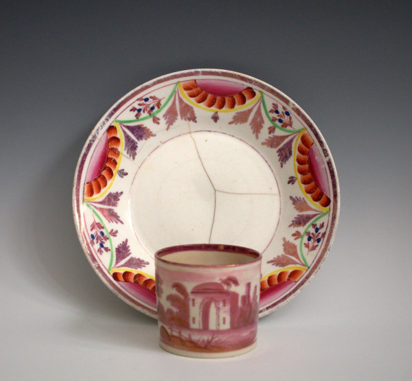 Lustreware Plate and Coffee Can by Unknown, England