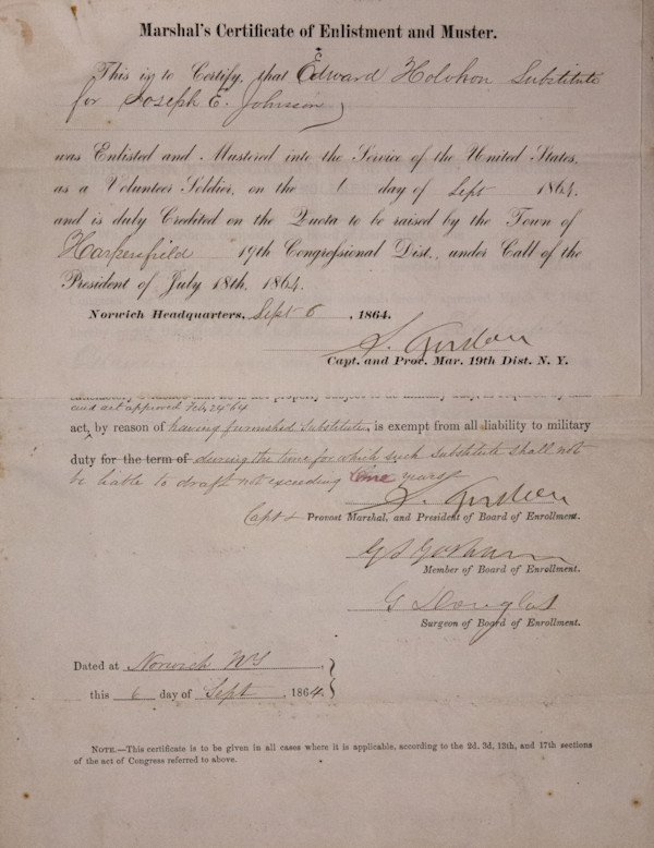 Marshal's Certificate of Enlistment and Muster by Unknown, United States