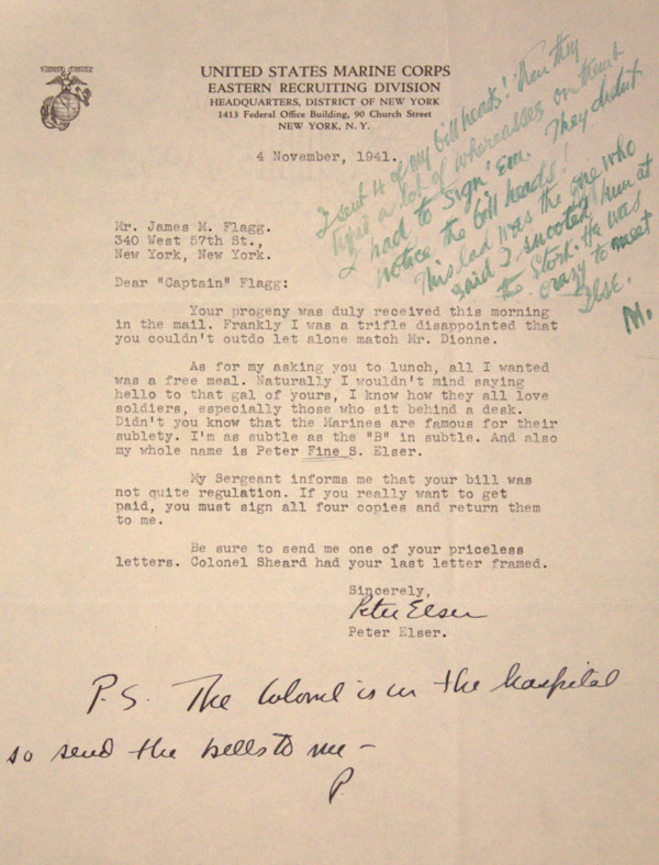 Letter by James Montgomery Flagg, Peter Elser