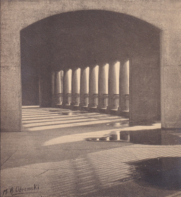 Untitled (Balustrade and Puddles) by Mitchel A. Obremski