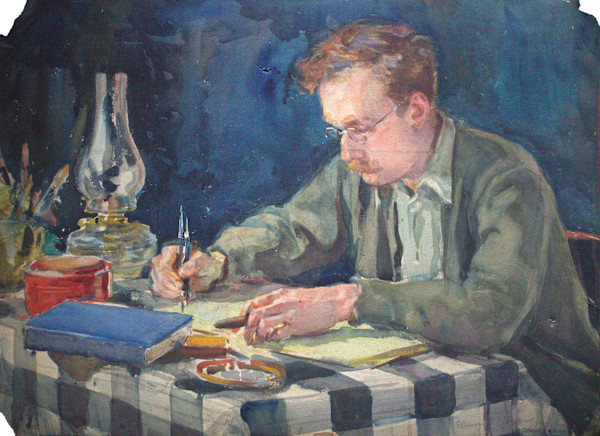 Portrait of Manuel Komroff by Elinor Barnard Komroff