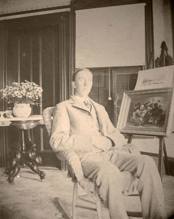 Man with Pansy Painting by Unknown, United States, Image 1.