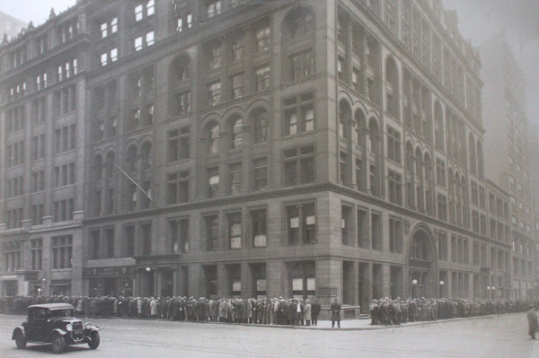 The long, long line waiting for jobs by Hiram Myers, Image 1.