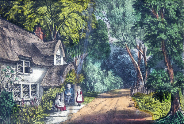 The Thatched Cottage by Currier & Ives