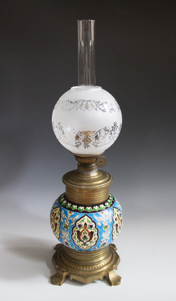 Kerosene Lamp by Longwy Faience, Bradley & Hubbard Manufacturing Company