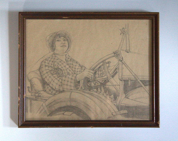 Woman Driving Automobile by [Unknown] Crosier