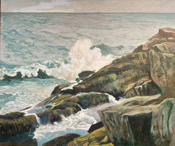 Waves Against Rocks, Version 01 by Douglas H Caves Sr