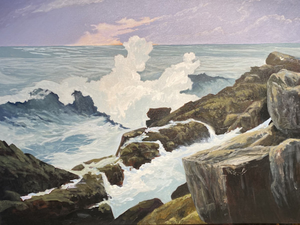 Waves Against Rocks, Version 02 by Douglas H Caves Sr