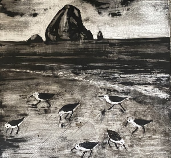"Sandpipers in the Sand at Cannon Beach" by Carol M Ross