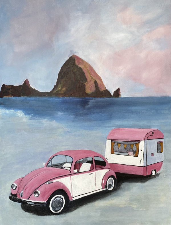 "Pink Trailer Camping" Giclee #7/10 by Carol M Ross