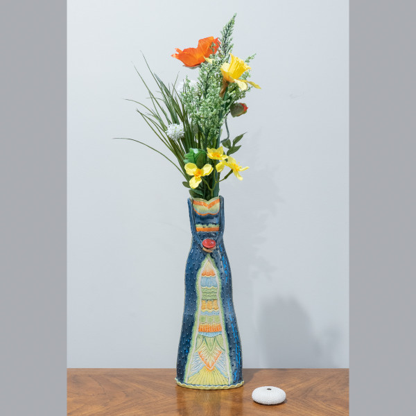 Blue Lady Sculptural Vase by Sandy Miller
