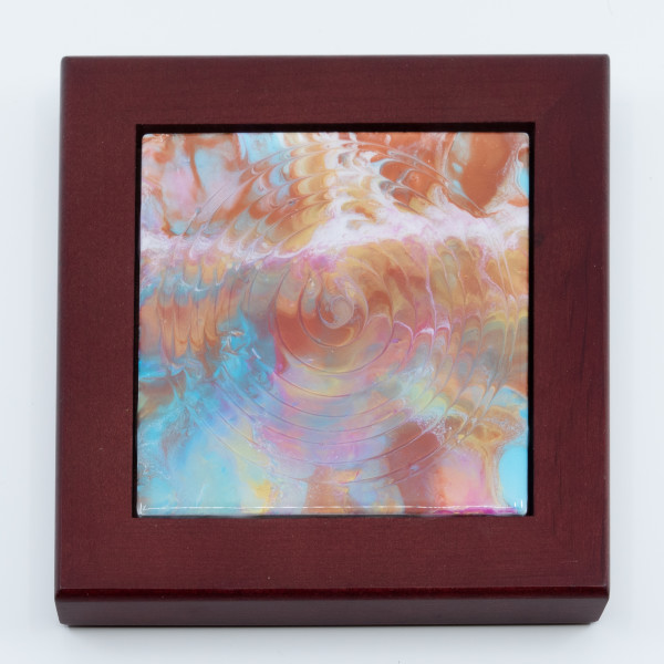 Fluid Art 6" Russet Red Framed Tile by Sandy Miller