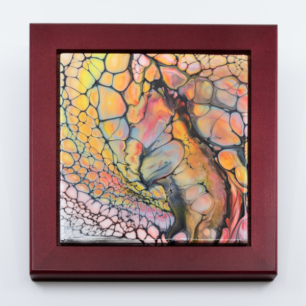 Fluid Art 7-3/4" Russet Red Framed Tile by Sandy Miller