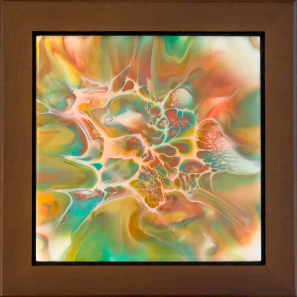 Fluid Art 7-3/4" Brown Framed Tile by Sandy Miller
