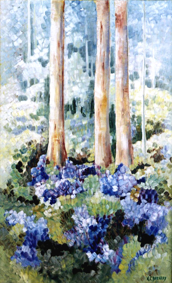 Untitled (Trees and Blue Flowers) by Kitty BRIERLEY