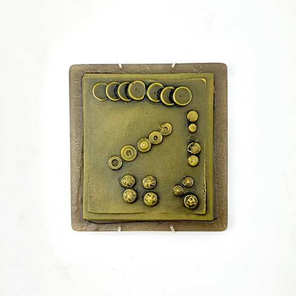 Button Card II, green gold by Susan Madacsi