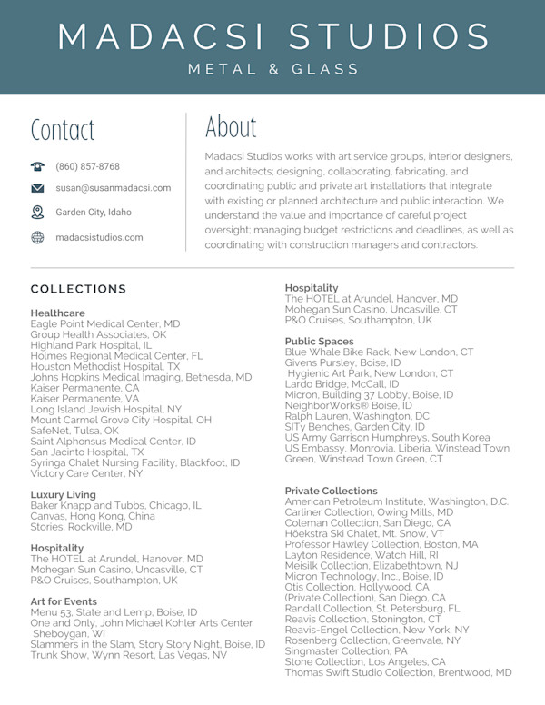 Madacsi Studios CV by Susan Madacsi