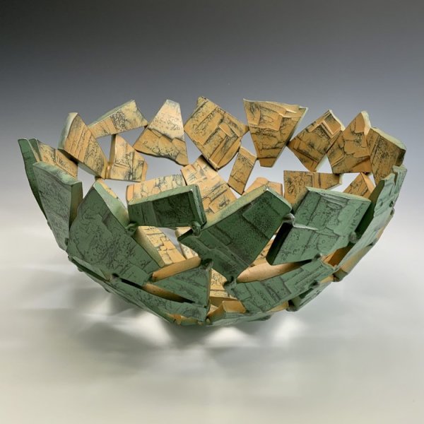 Sage And Sand Geode Vessel by Susan Madacsi