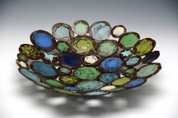 Blue Green Medallion Vessel by Susan Madacsi